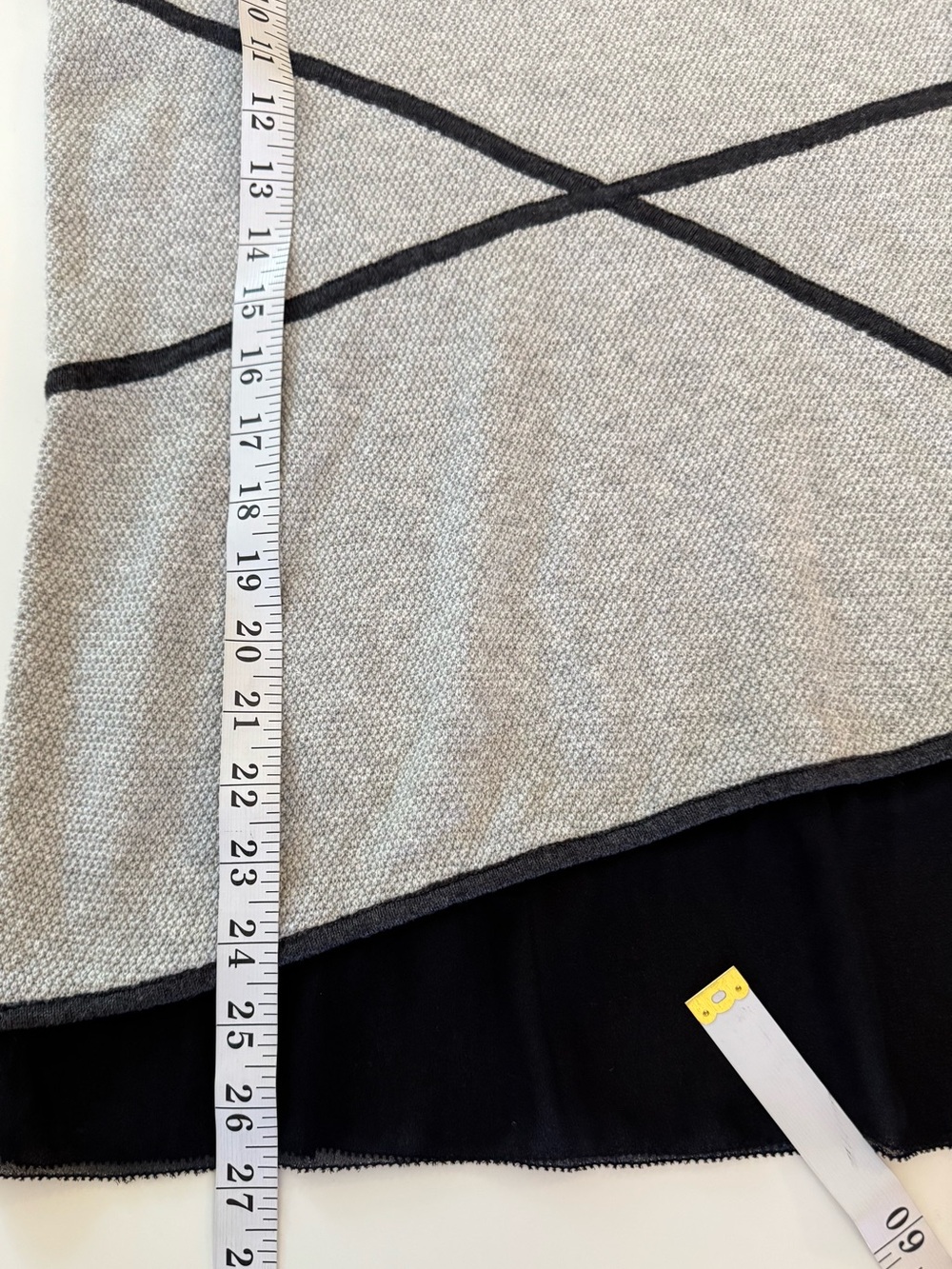 OST New York Cotton Cashmere Gray Geometric Sweater Chiffon Trim Sz L - Picture 5 of 9